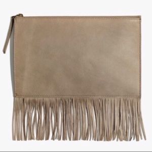 NWT Madewell Leather Fringe Zipper Pouch